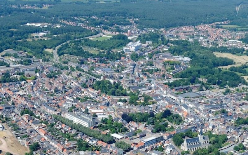 Luchtfoto van het gebied Bruggenbeemd te Herentals.